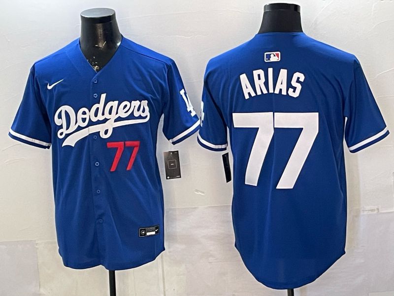 Men 2026 Los Angeles Dodgers #77 Arias Blue Game Nike MLB Jersey style 03